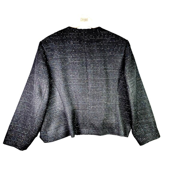 Nine West Open Front Black Sequin Blazer 20W Sparkle Statement Piece Lined Plus - Picture 2 of 16